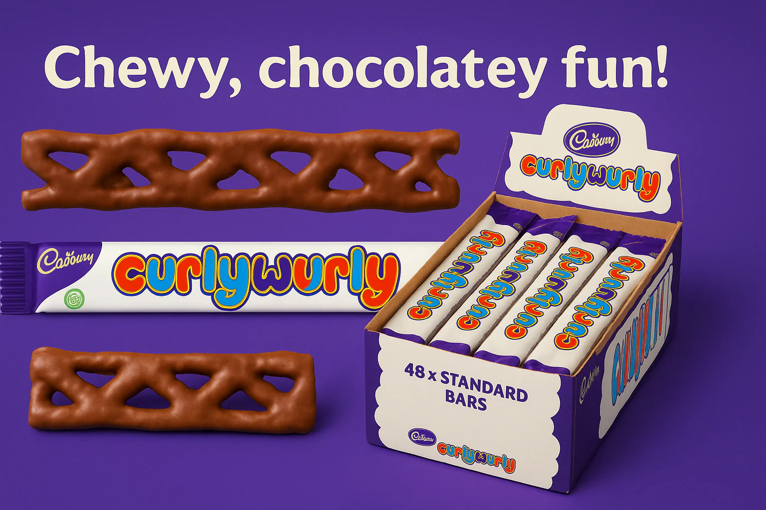 Cadbury Curly Wurly Schokoladen-Karamell-Riegel 48x21,5g - Image 3