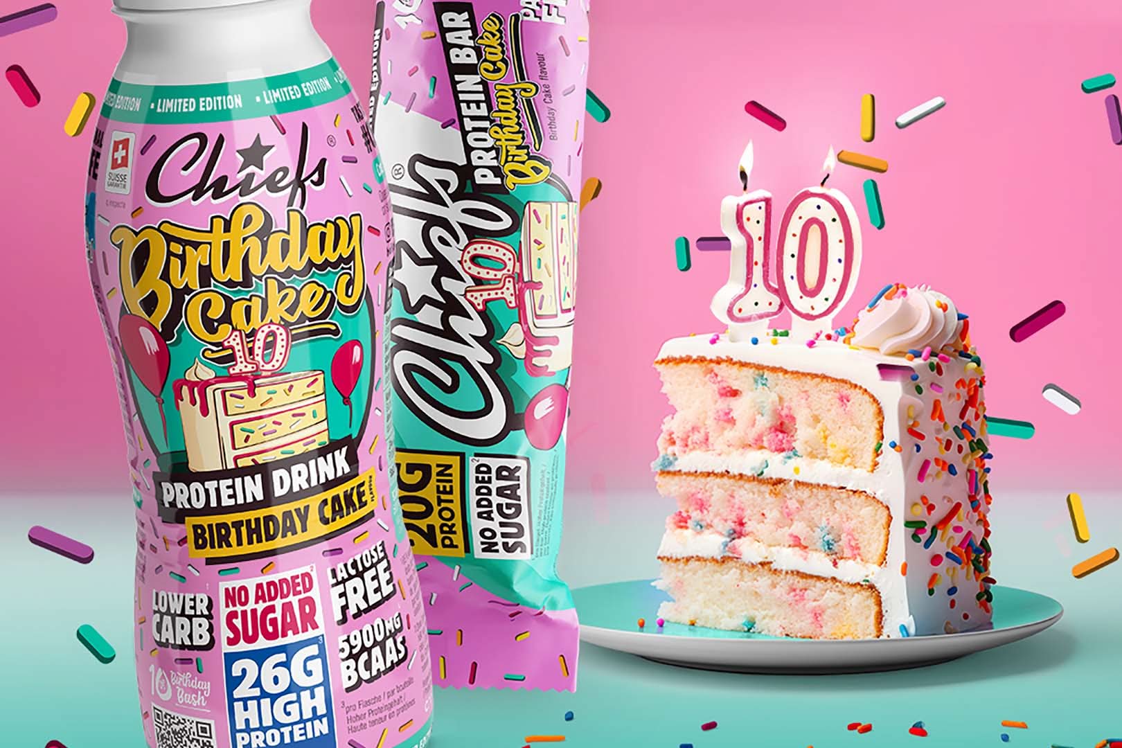 Chiefs Proteinriegel Birthday Cake 55g - Image 3