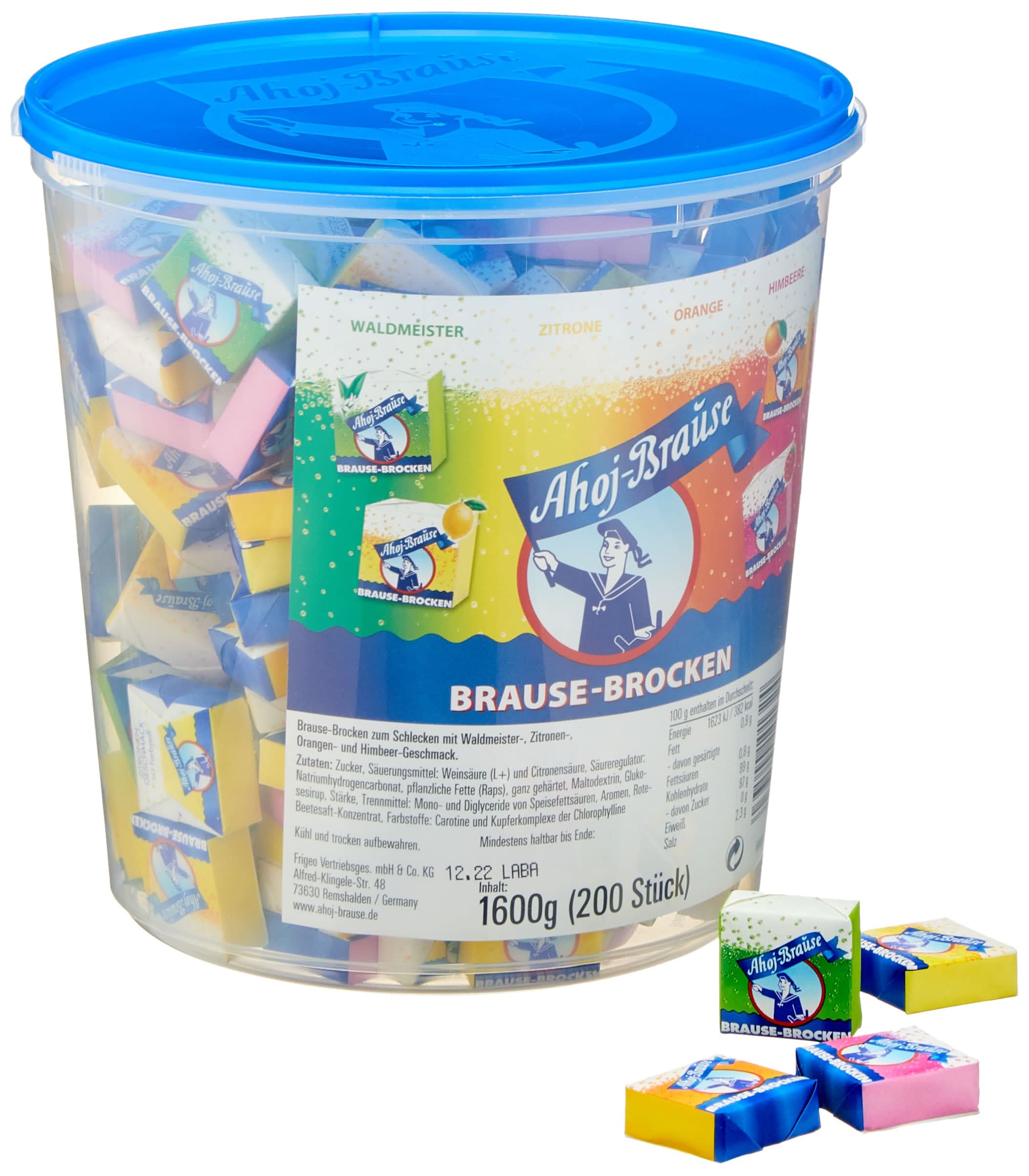 Frigeo Ahoj-Brause-Brocken, Brause-Würfel einzeln verpackt, 200 Stück im 1,6 kg Eimer - Image 4