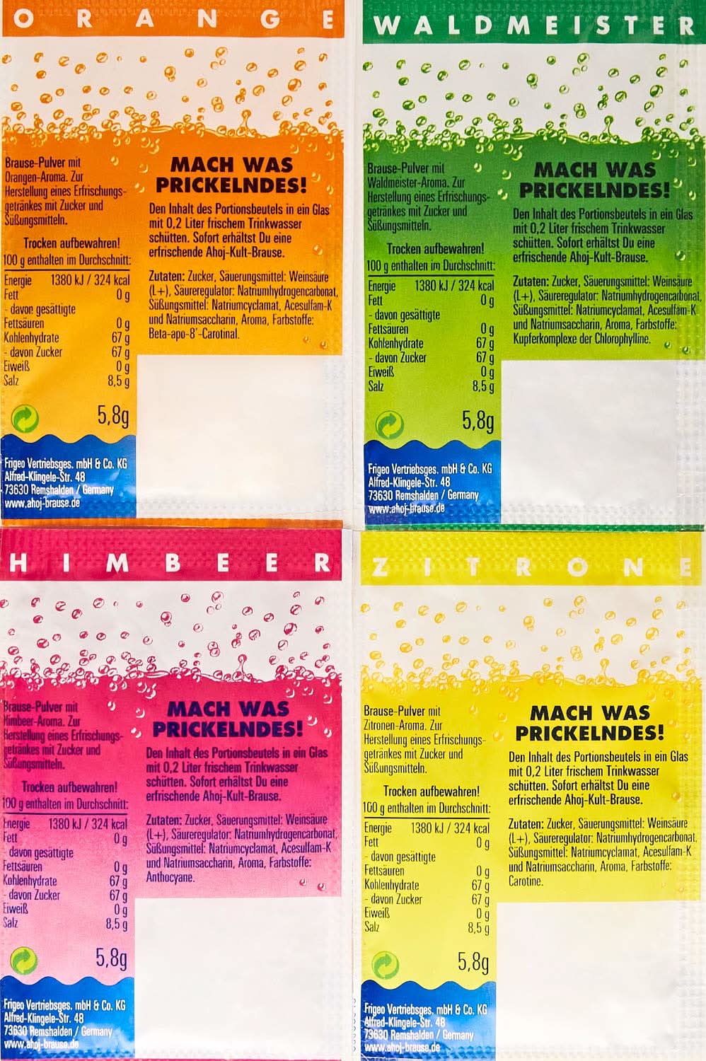 Frigeo Ahoj-Brause Pulver – Vorrats-Box, 500 Beutel, in der 2,9 kg Tüte - Image 3