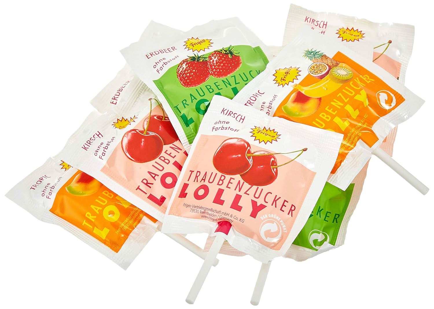 Ahoj Frigeo Traubenzucker Lolly Erdbeer, Tropic und Kirsch, 1000 Stück, 7,5kg - Image 2