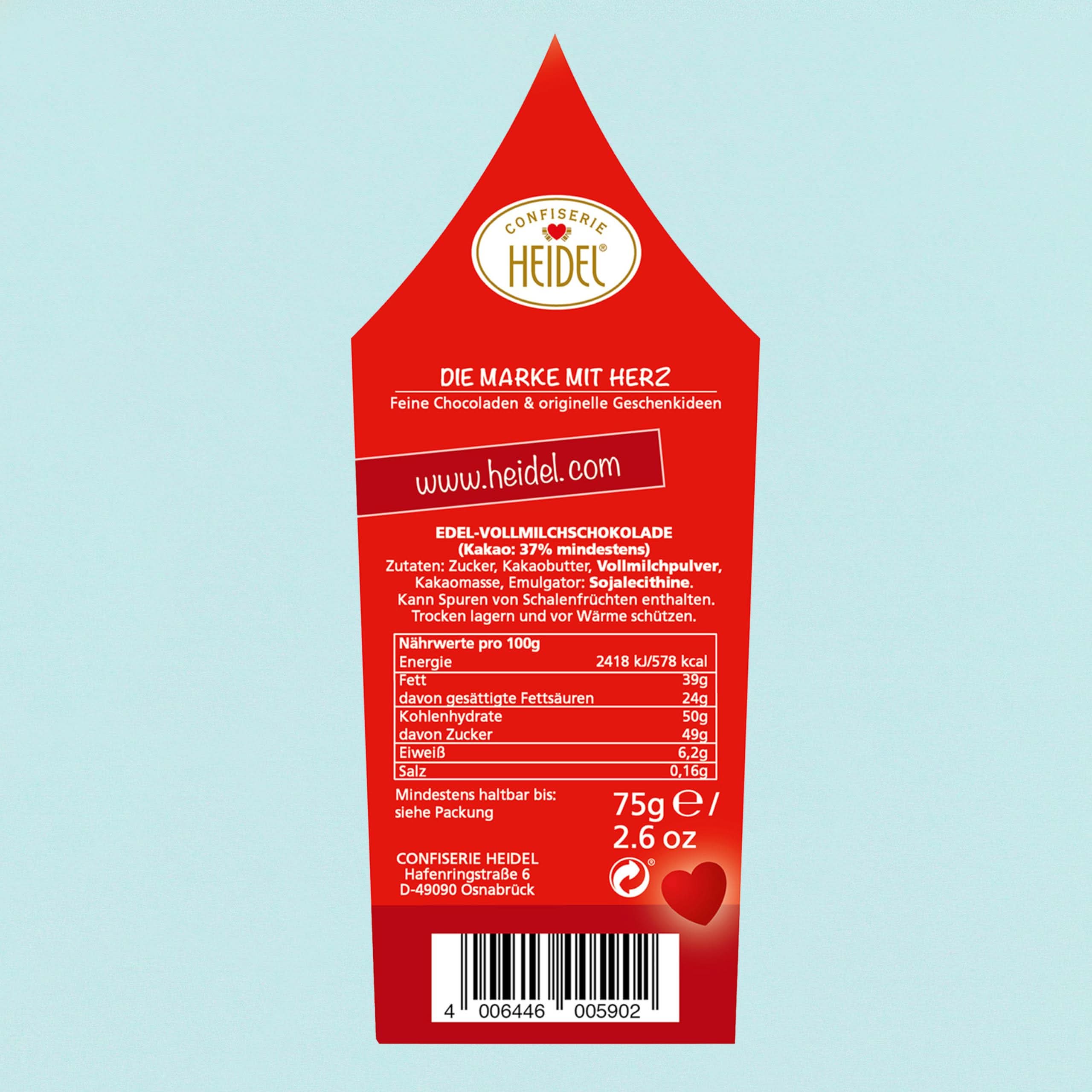 Heidel Liebesbotschaften Vollmilchschokolade Täfelchen 75g - Image 6