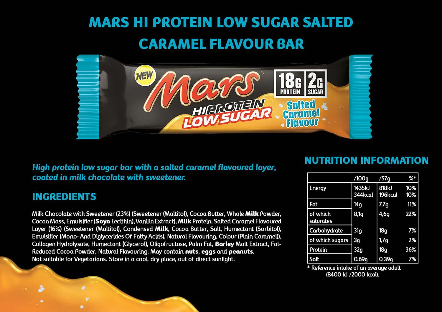 Mars Low Sugar High Protein Bar Salted Caramel 57g - Image 4