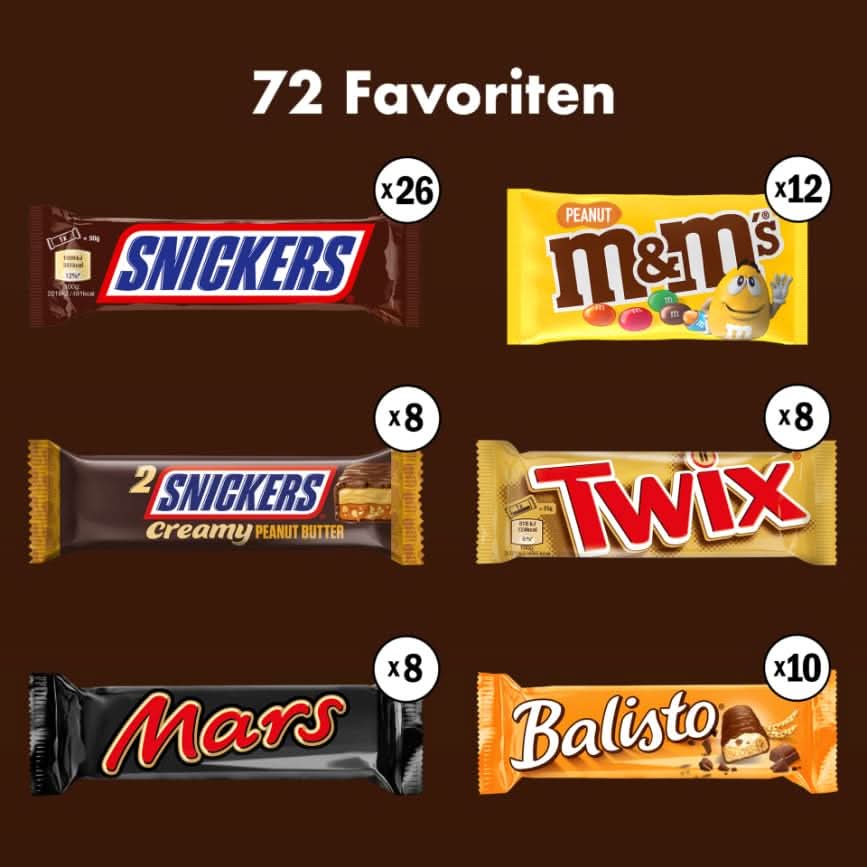 Mars, Snickers, Balisto & mehr Mixed Schokoriegel Box 72 Riegel (1 x 3.8kg) - Image 2