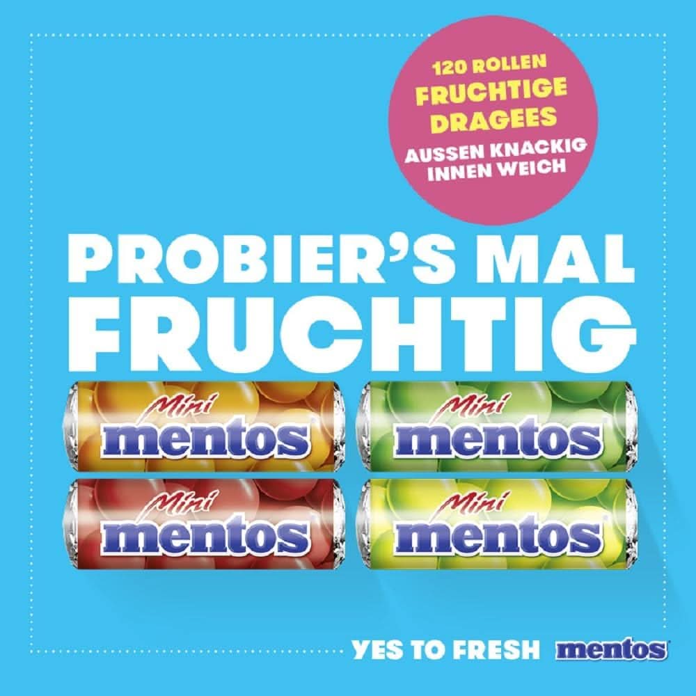 Mini Mentos | Aufbewahrungsbox mit Dragees | Eimer mit 120 Rollen Kaubonbons - Image 2