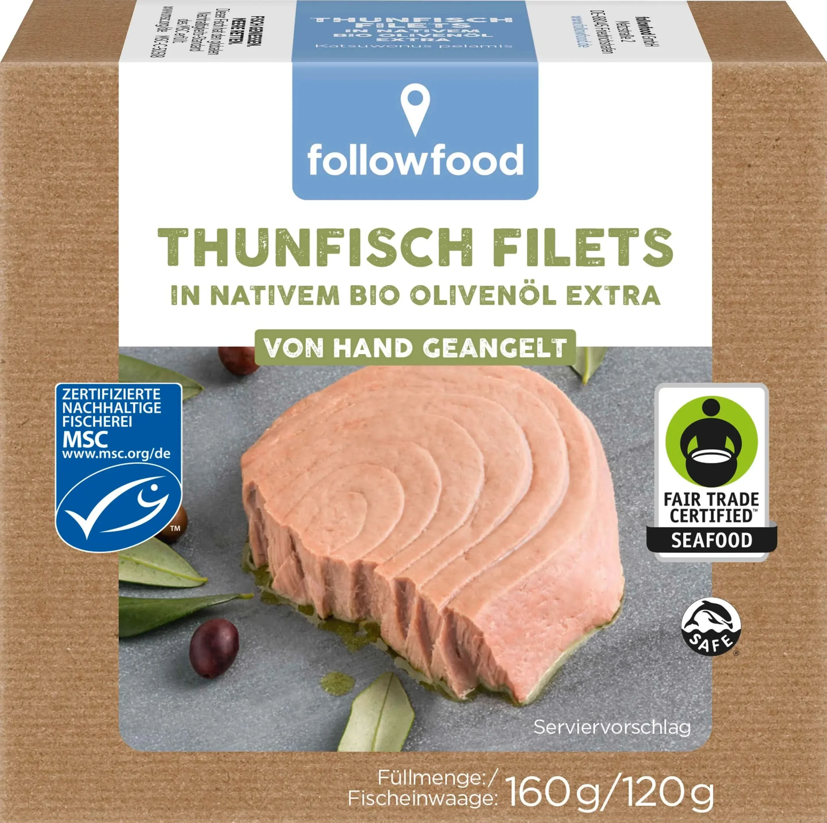 Followfood MSC Thunfisch Filets in Bio-Olivenöl  160g - DE-ÖKO-006 - Image 2