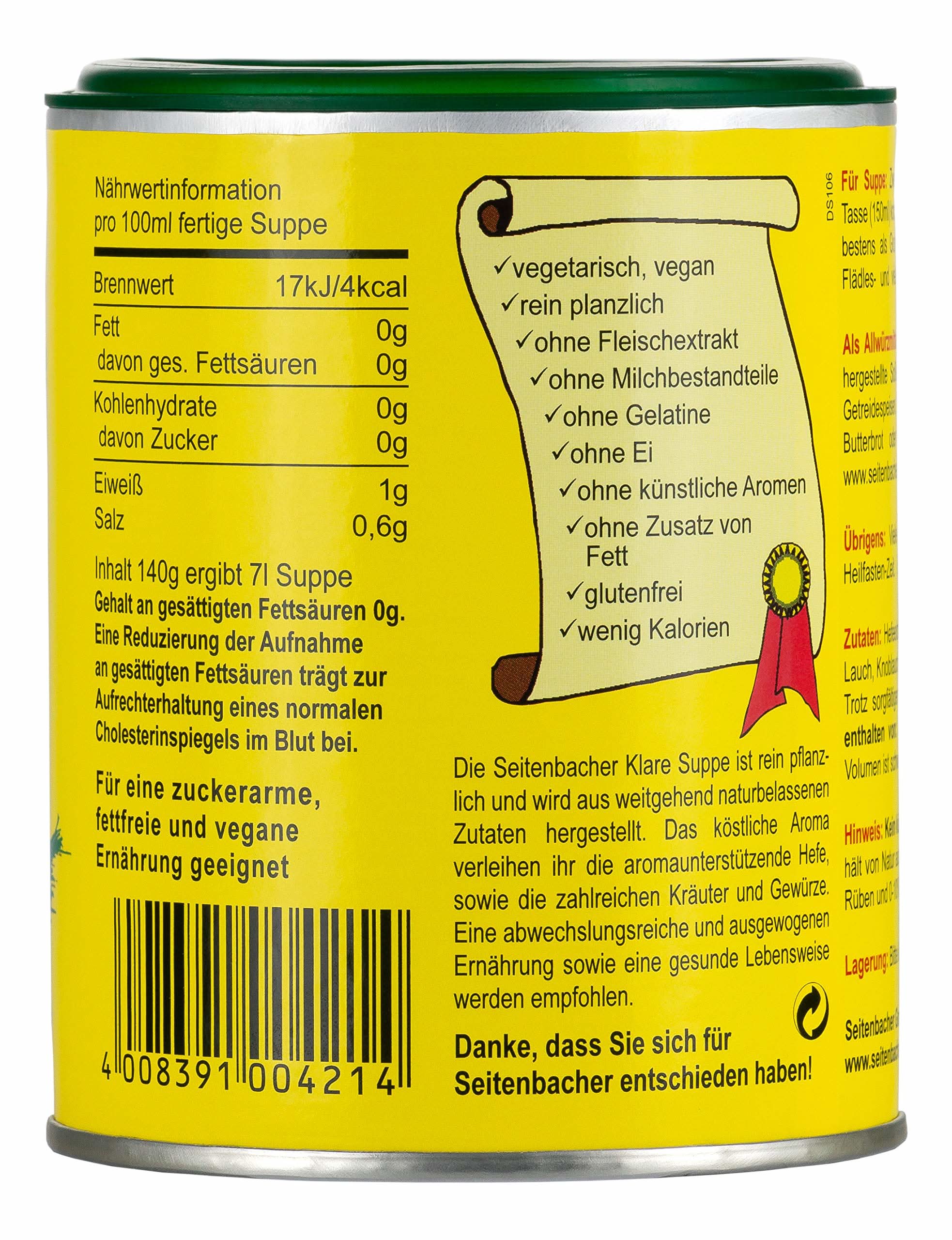 Seitenbacher Klare Suppe I Gemüsebrühe I 6er Pack (6x 140 g) - Image 3