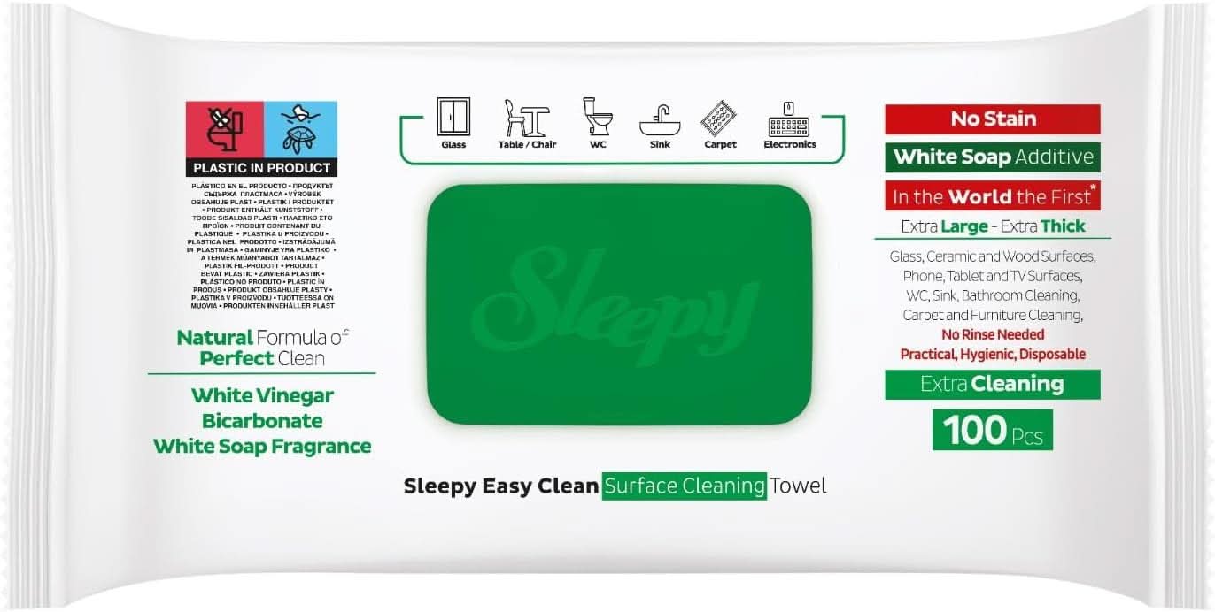 Sleepy Easy Clean Oberflächenreinigungstuch, weißer Essig, Backpulver und weißer Seifenduft hinzugefügt, 600 Stück (6 Packungen mit 100) - Image 5