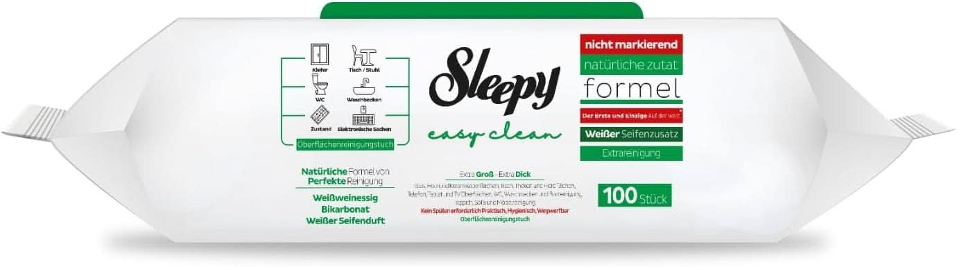 Sleepy Easy Clean Oberflächenreinigungstuch, weißer Essig, Backpulver und weißer Seifenduft hinzugefügt, 600 Stück (6 Packungen mit 100) - Image 7