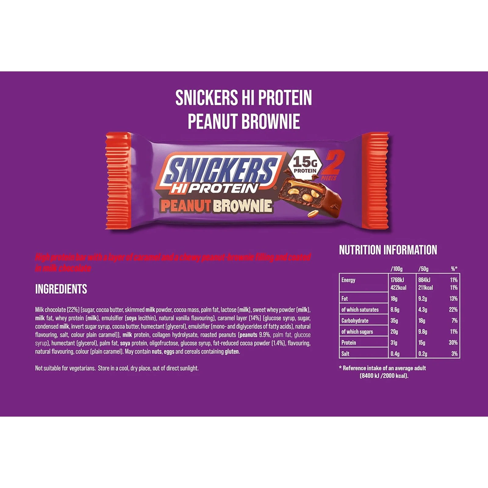 Snickers Peanut Brownie Proteinriegel 50g - Image 5