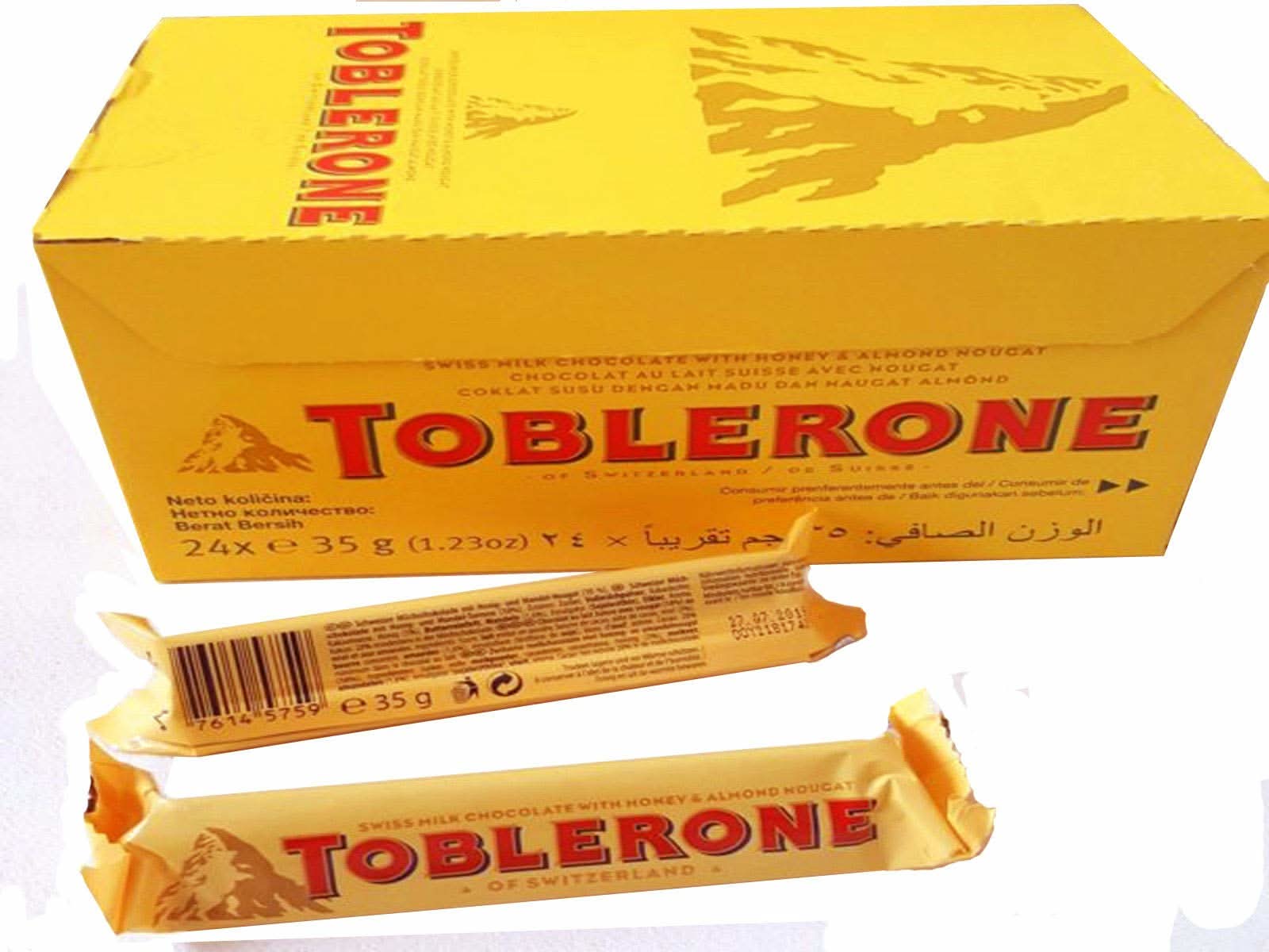 Toblerone Schweizer Milchschokolade mit Honig- und Mandel-Torrone - 24x35g - Image 3