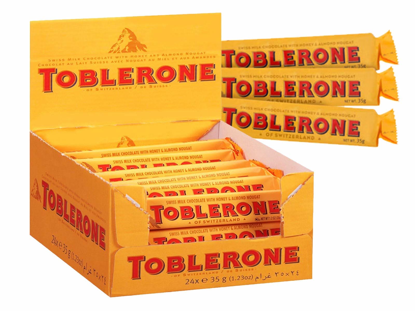Toblerone Schweizer Milchschokolade mit Honig- und Mandel-Torrone - 24x35g - Image 4