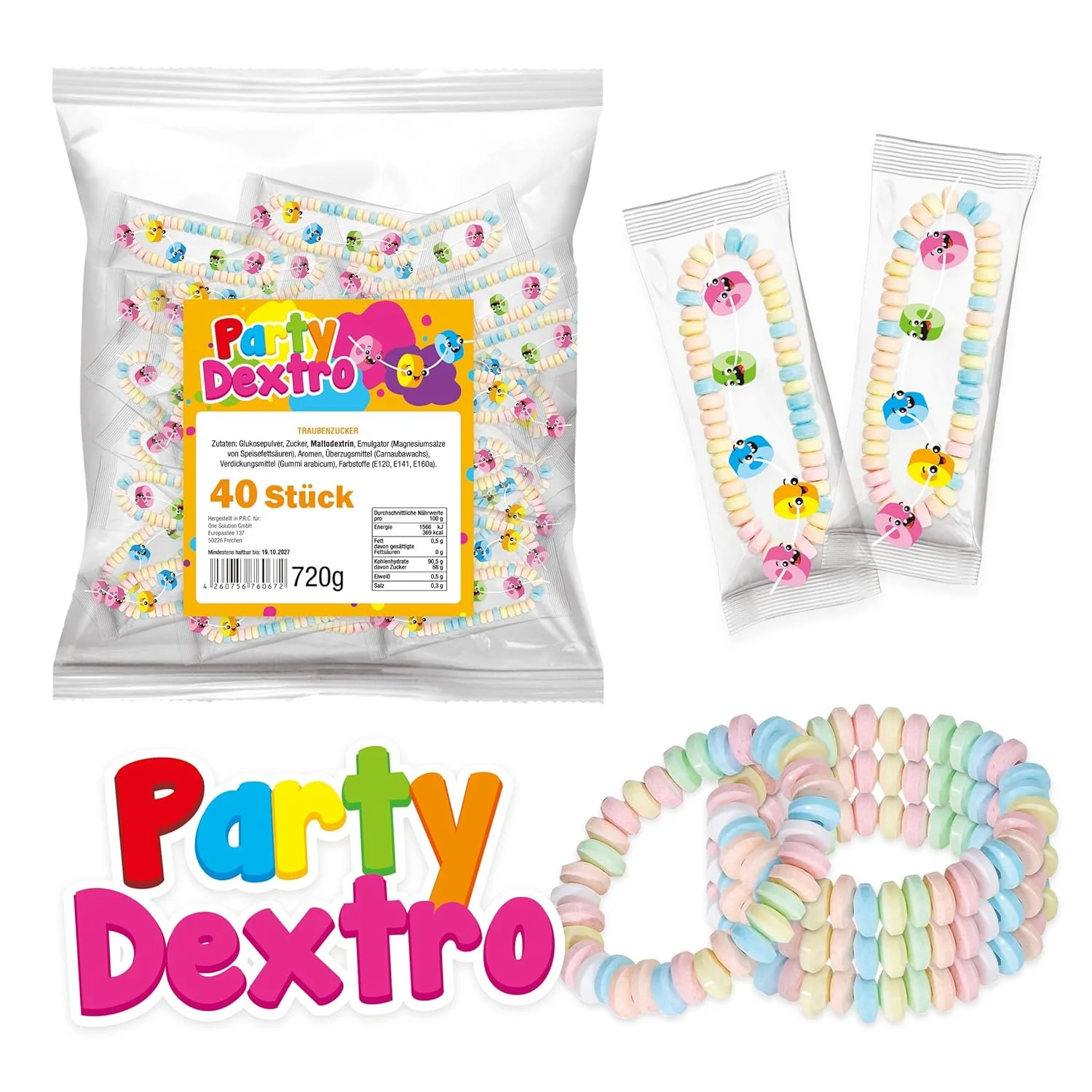 Traubenzucker-Ketten - Wurfmaterial für Karneval & Fasching – 40 Stück einzeln verpackt 720g - Image 2