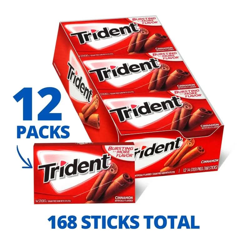 Trident Cinnamon Sugar Free Gum, 12 Packs of 14 Pieces (168 Total Pieces) - Image 4