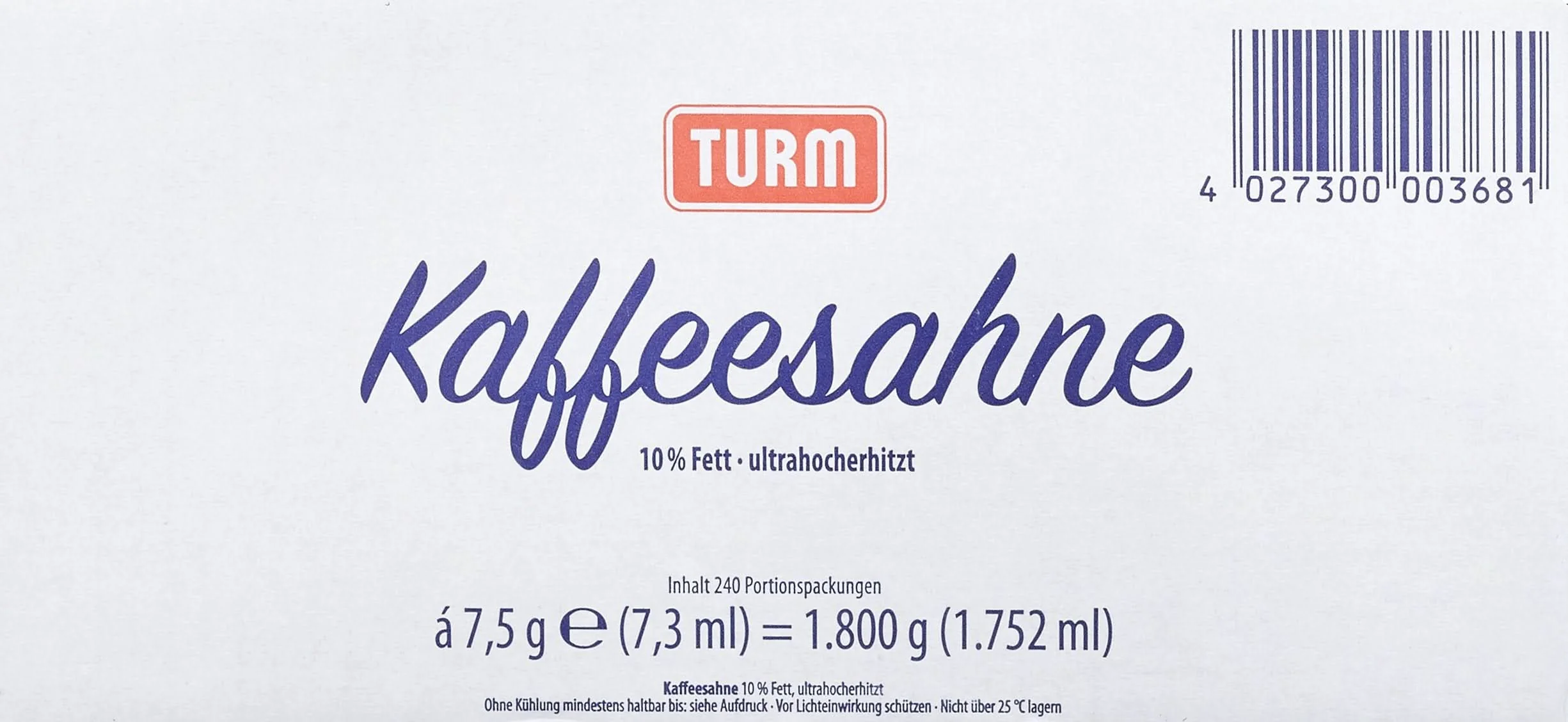 Turm Kaffeesahne 10 Prozent, (240 x 7.5g)=1752ml - Image 2