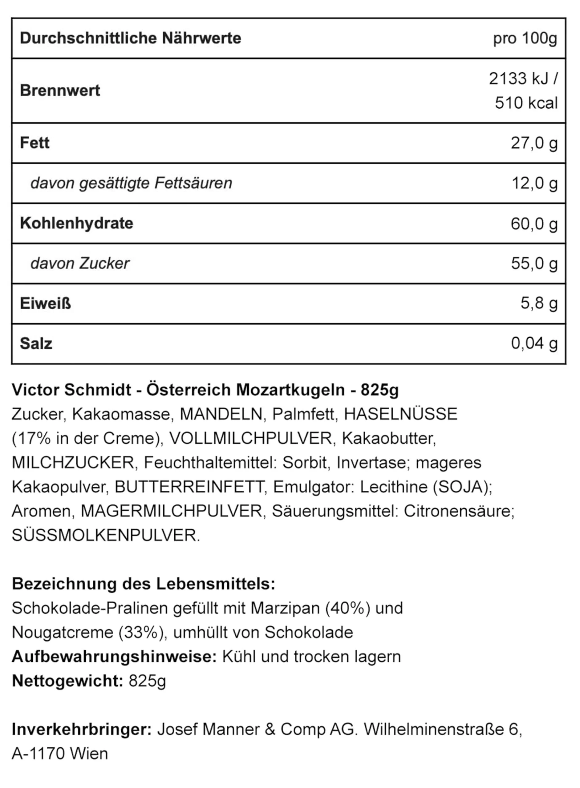 Victor Schmidt Mozartkugeln – Pralinen mit Nougat & Marzipan – Perfekt als Geschenk oder zum Genießen – 825g (1er Pack) - Image 2