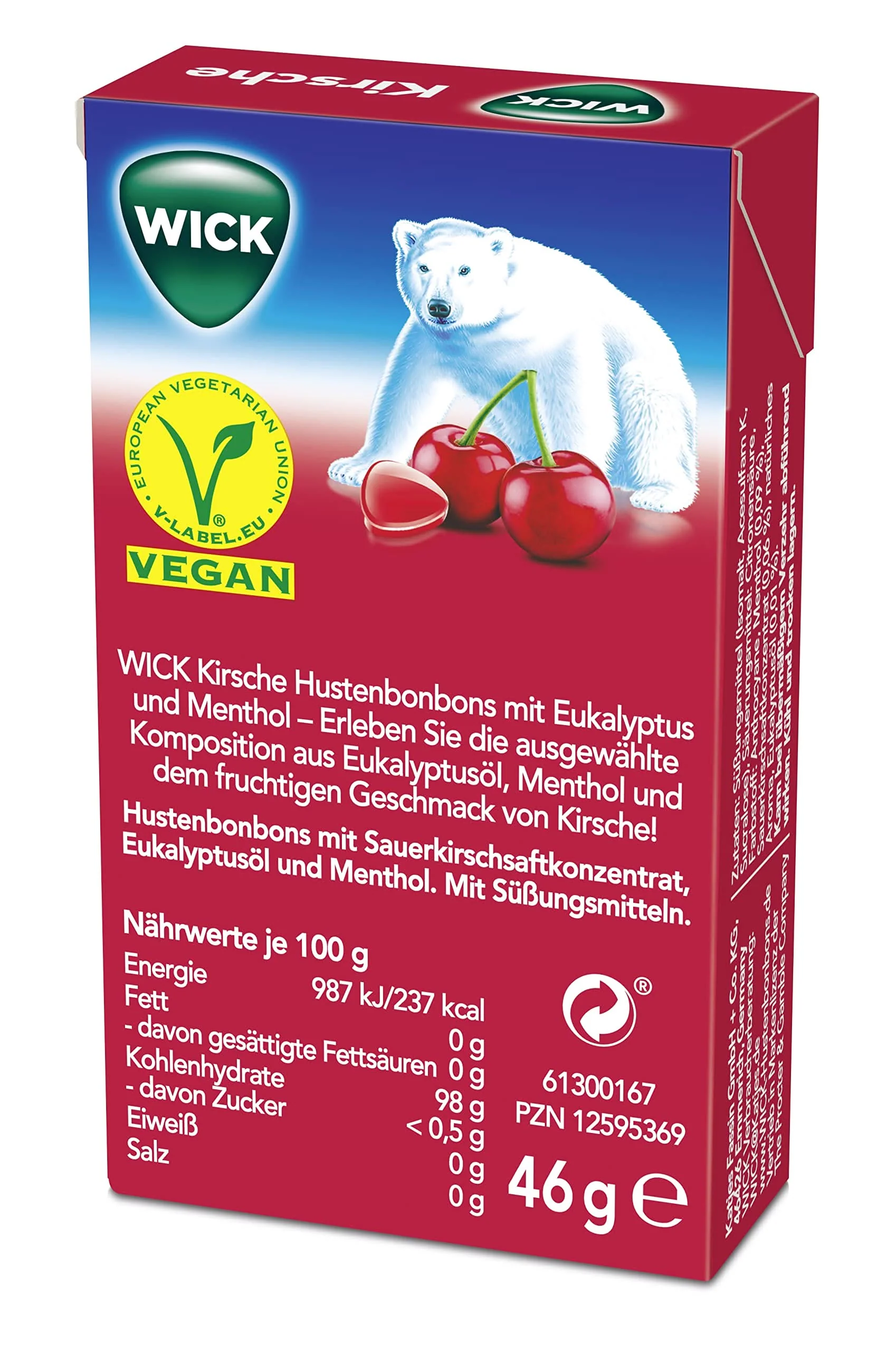 WICK Hustenbonbons Kirsche und Eukalyptus ohne Zucker  (20x46g) - Image 3