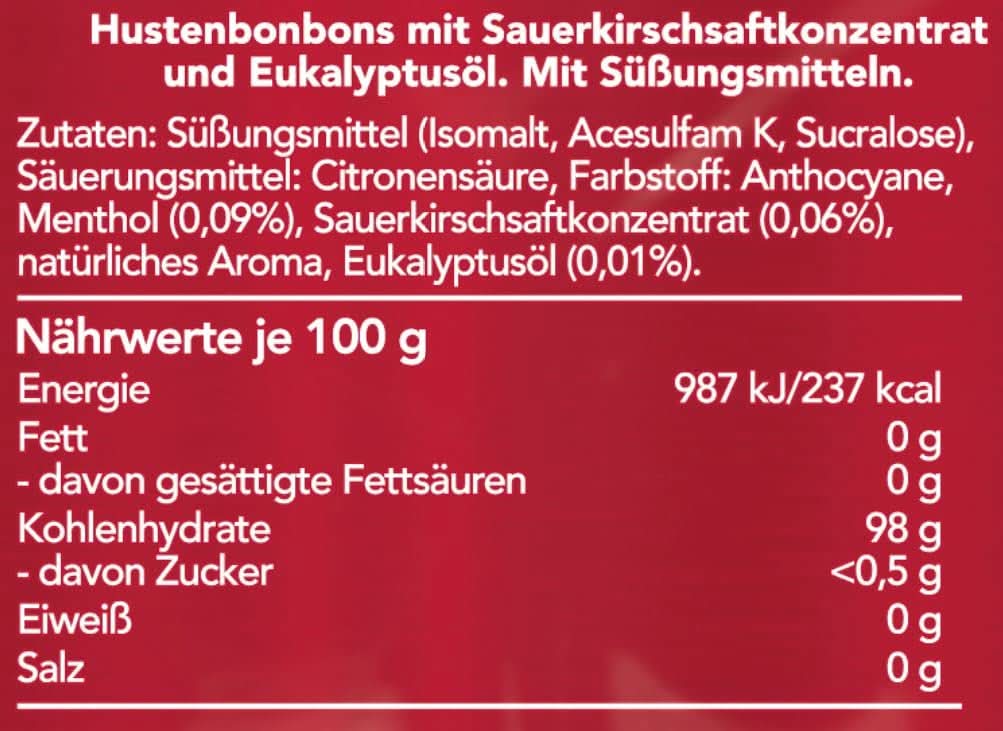 WICK Hustenbonbons Kirsche und Eukalyptus ohne Zucker  (20x46g) - Image 6